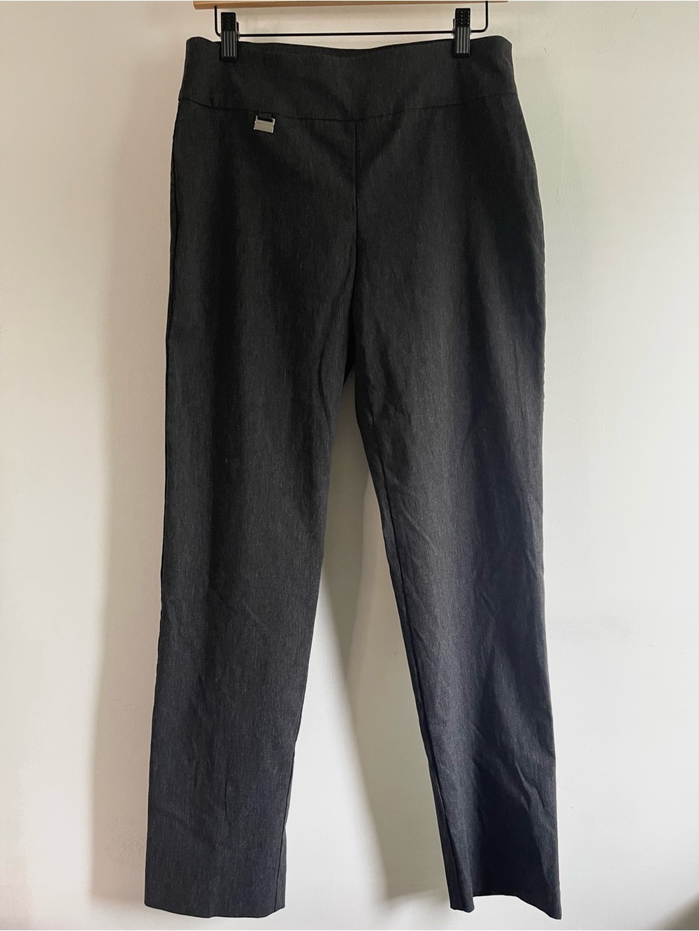 Alfani Tummy Control Pull-On Pants Size 6 Charcoal Gray Heather 30” inseam Chic